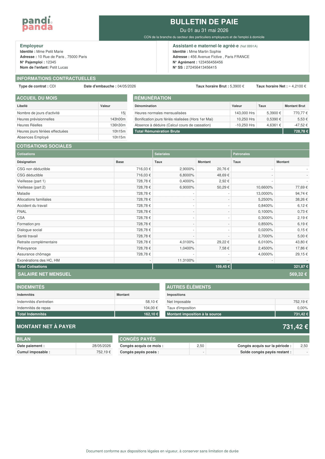Aperçu : Bulletin de salaire